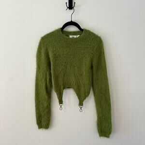 Fuzzy subversive cropped sweater green
